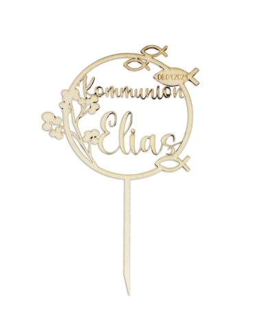 Cake Topper 'Fisch' personalisiert - Holz
