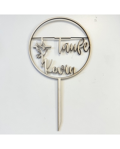 Cake Topper 'Taufe' personalisiert - Holz