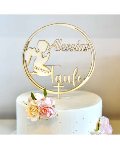 Cake Topper 'Ange' personnalisé - bois - The-Weddingshop