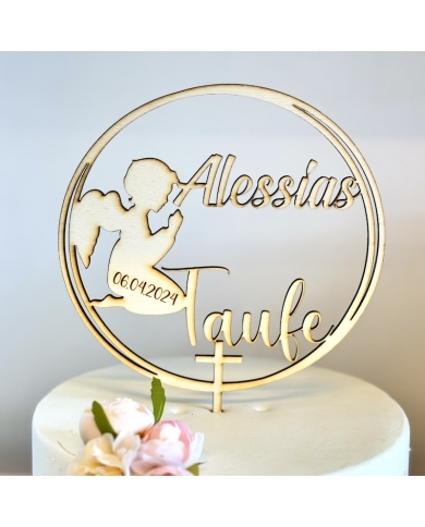 Cake Topper 'Engel' personalisiert - Holz