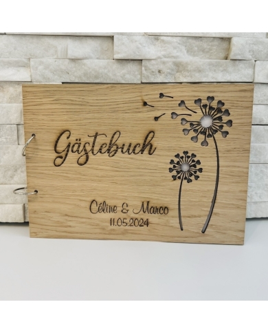 Gästebuch personalisiert Holz 'Pusteblume'  - The-Weddingshop