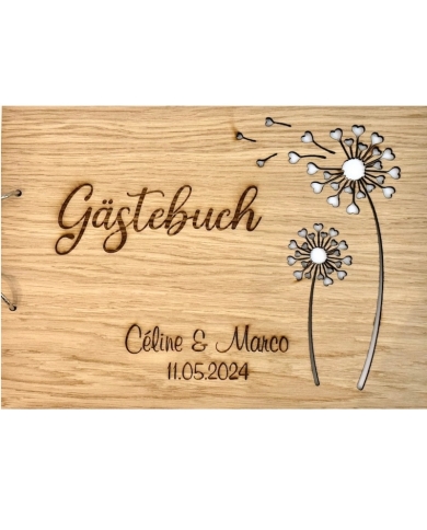 Gästebuch personalisiert Holz 'Pusteblume'  - The-Weddingshop
