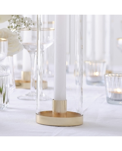Kerzenhalter Glas mit Goldverzierung