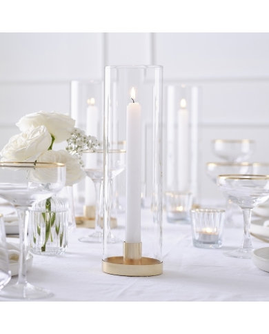 Kerzenhalter Glas mit Goldverzierung - The-Weddingshop