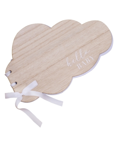 Holz Gästebuch Wolke 'Hello Baby'