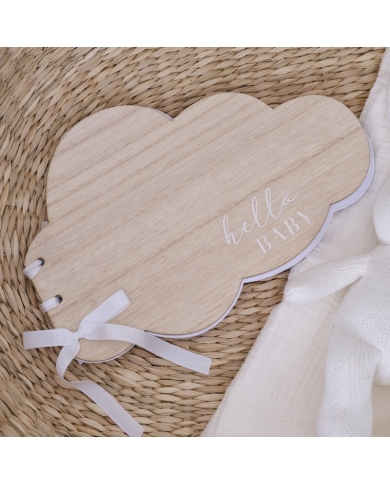 Holz Gästebuch Wolke 'Hello Baby'