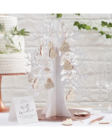 Arbre en Bois Livre d'Or avec 70 Coeurs