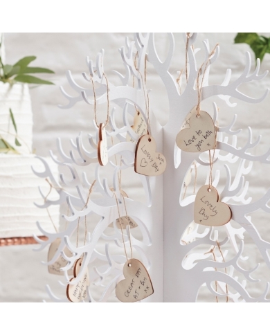 Arbre en Bois Livre d'Or avec 70 Coeurs