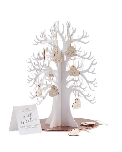 Wunschbaum-Gästebuch mit 70 Holzherzen