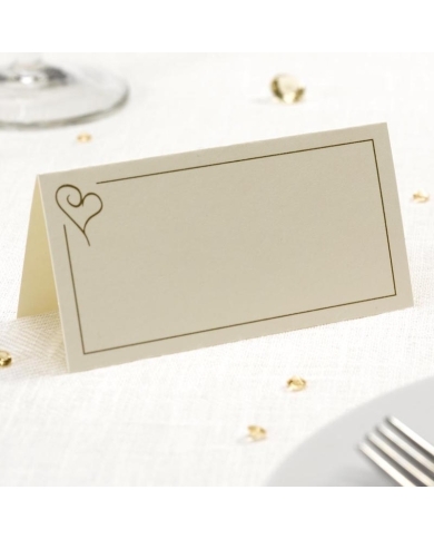 Cartes de table 'Coeur' - Crème (10 pièces)