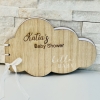 Livre d'or nuage en bois 'Hello Baby' personalisé - The-Weddingshop