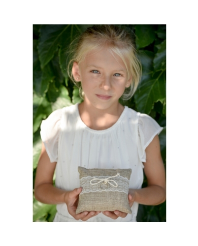 Ringkissen Jute mit Schleife