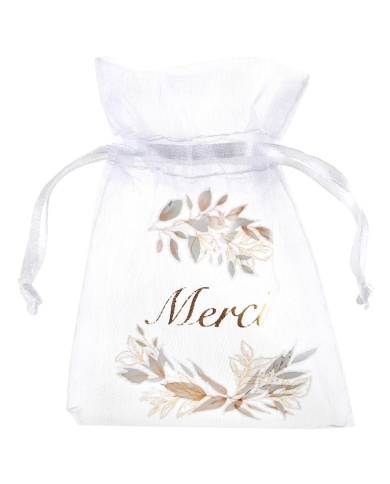 Cadeau invité - 4 Sachet organza 'Merci' - The-Weddingshop