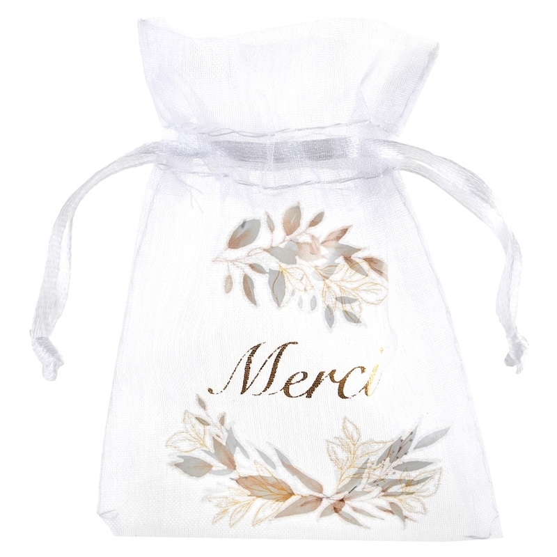 Cadeau invité - 4 Sachet organza 'Merci' - The-Weddingshop