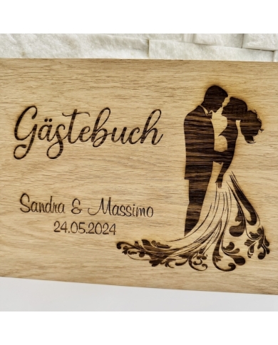 Gästebuch personalisiert Holz 'Brautpaar'