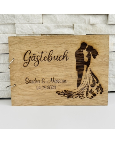 Livre d'or personnalisé bois 'Mariés'