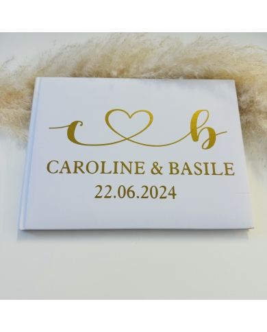 Gästebch mit Initialen 'Herz' - The-Weddingshop