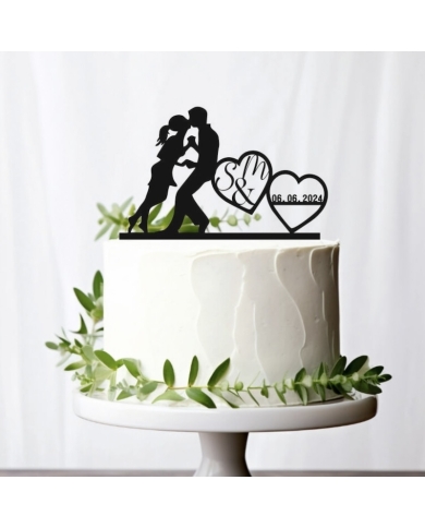 Cake Topper 'Zwei Herzen' personalisiert
