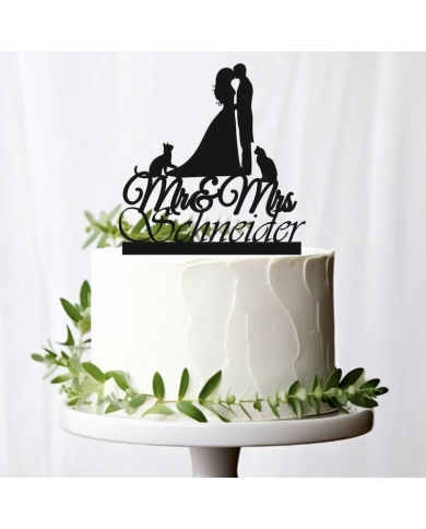 Cake topper 'Deux chats' personnalisé - The-Weddingshop
