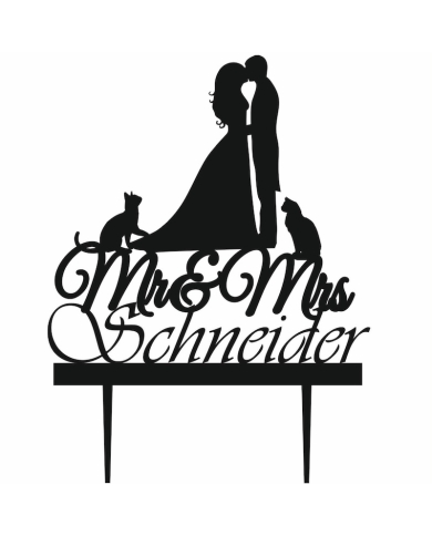 Cake Topper 'Zwei Katzen' personalisiert