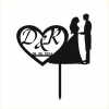 Cake Topper 'Les mariés avec un cœur' personnalisé