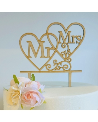 Cake Topper ‚Mr & Mrs’ - bois