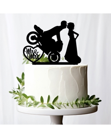 Cake Topper 'Brautpaar mit Motorrad'