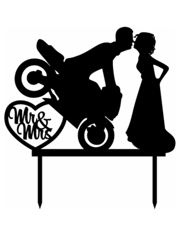Cake Topper ‚Mariés et moto'