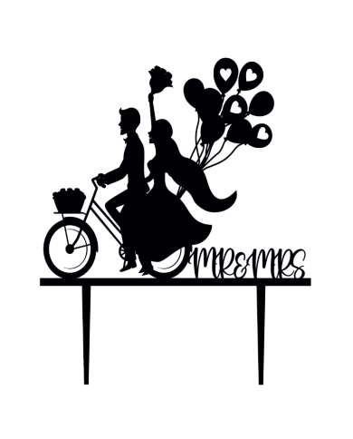 Cake Topper ‚Mariés sur une bicyclette’