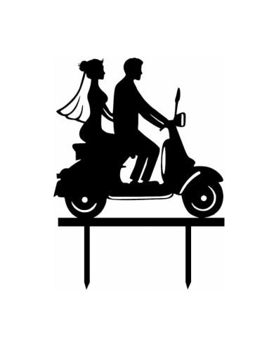 Cake Topper 'Brautpaar mit Vespa'