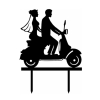 Cake Topper 'Brautpaar mit Vespa'
