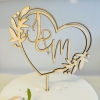 Cake Topper 'Herz mit Initialen' - Holz