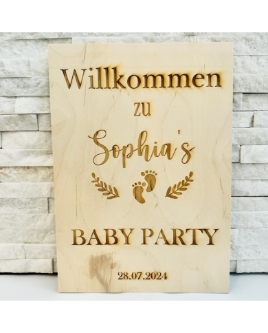 Babyparty Holzschild personalisiert - The-Weddingshop
