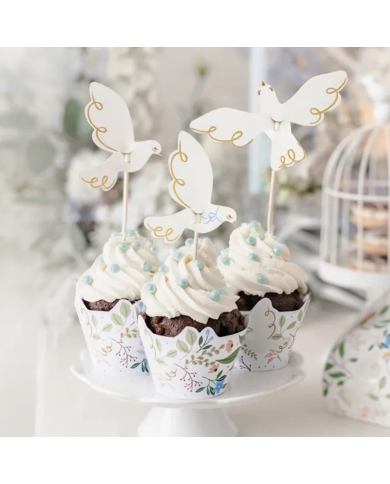 Cupcake toppers 'Colombe' (6 pièces)