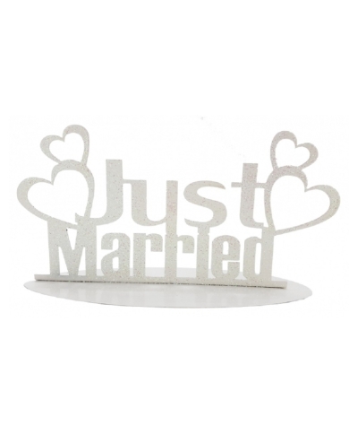 Support métallique 'Just Married' - Blanc
