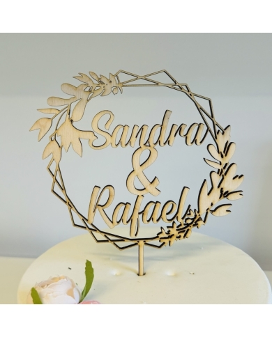 Cake Topper ‚Flower’ personnalisé - bois