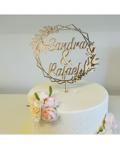 Cake Topper ‚Flower’ personnalisé - bois