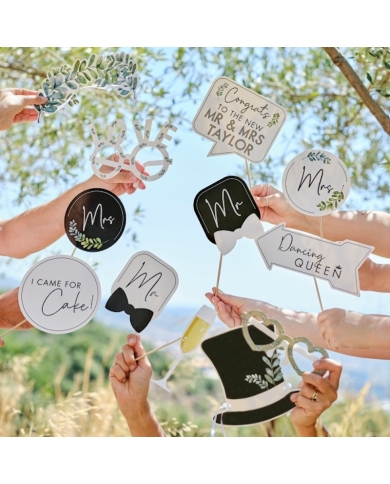Photo Booth Props Set 'Mr & Mrs' personalisierbar