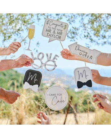 Photo Booth Props Set 'Mr & Mrs' personalisierbar