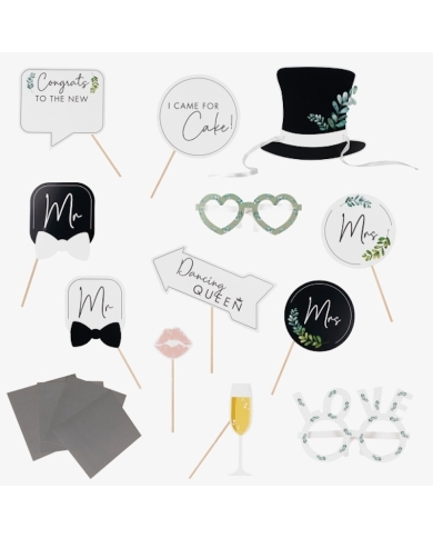 Photo Booth Props Set 'Mr & Mrs' personalisierbar