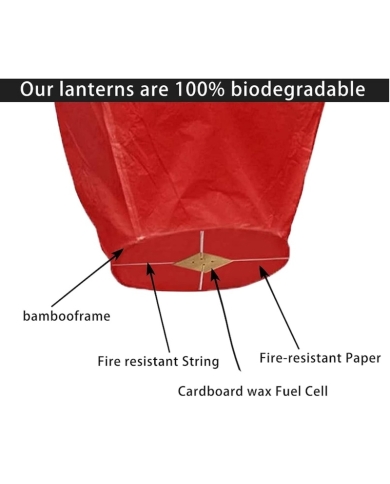 Lanterne volante coeur rouge XXL (100% biodégradable)