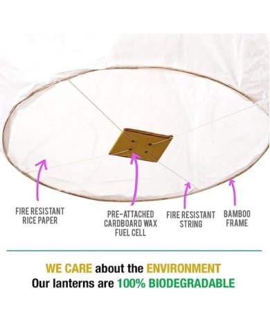 10 x Lanternes volantes blanches (100% biodégradable)