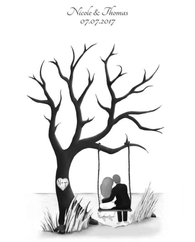 Fingerprint-Poster 'Wedding Tree mit Brautpaar'