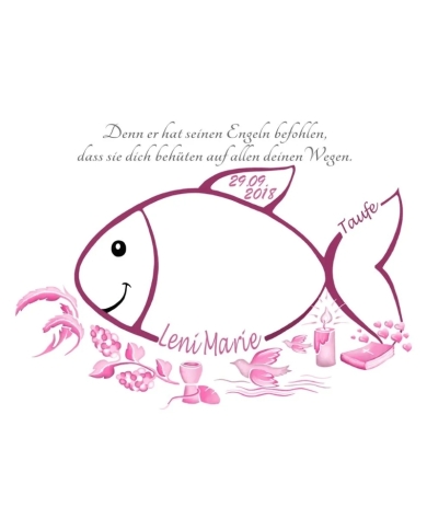 Baptême - Poster empreintes digitales poisson - The-Weddingshop