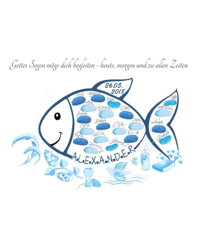 Fingerabdruck Poster 'Fisch' - blau