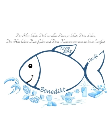 Baptême - Poster empreintes digitales poisson - The-Weddingshop