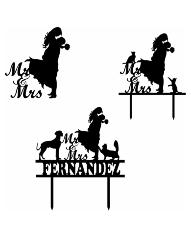 Cake Topper “Mariés avec animal” personnalisable - The-Weddingshop