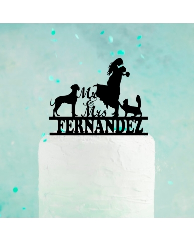 Cake Topper 'Brautpaar mit Tier' personalisierbar