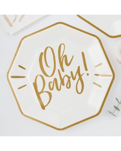 8 Assiettes 'Oh Baby' - blanc