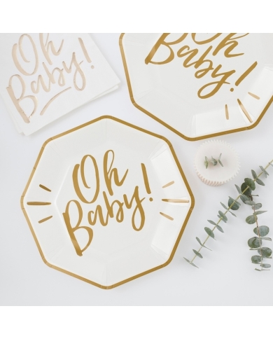 8 Assiettes 'Oh Baby' - blanc